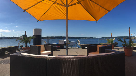 Die Wasserflugstation Flensburg neben der Marina Sonwik in der Flensburger Förde.
