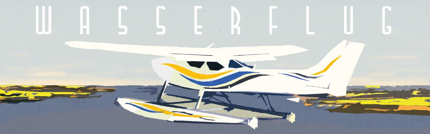 Das Wasserflugzeug beim Rundflug über die Mecklenburgische Seenplatte im Art-Deco Design.